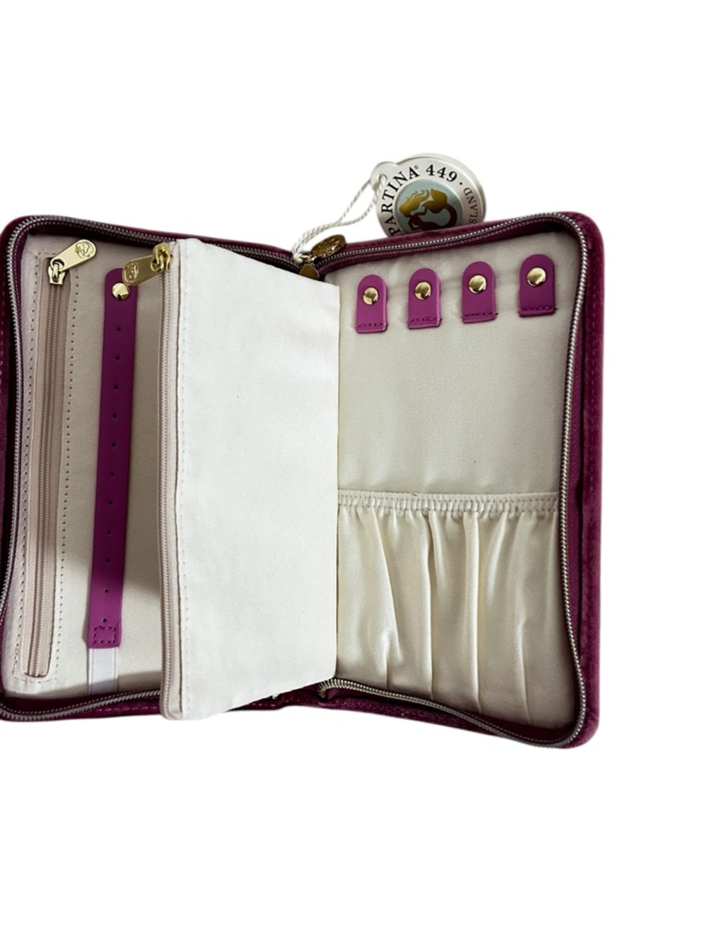 Spartina 449 Velvet Embroidered Jewelry Travel Case Pink Floral NWT - Picture 4 of 5